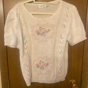 Vintage Sweater with Floral Embroidery